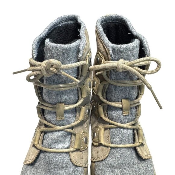 Sorel Joan Explorer Leather Boots Beige/Gray Size 9.5 - Picture 8 of 9